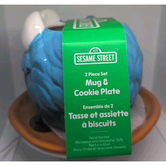 Sesame Street Cookie Monster Mug & Cookie Plate Set  2-Piece Ceramic Set. - Picture 4 of 6